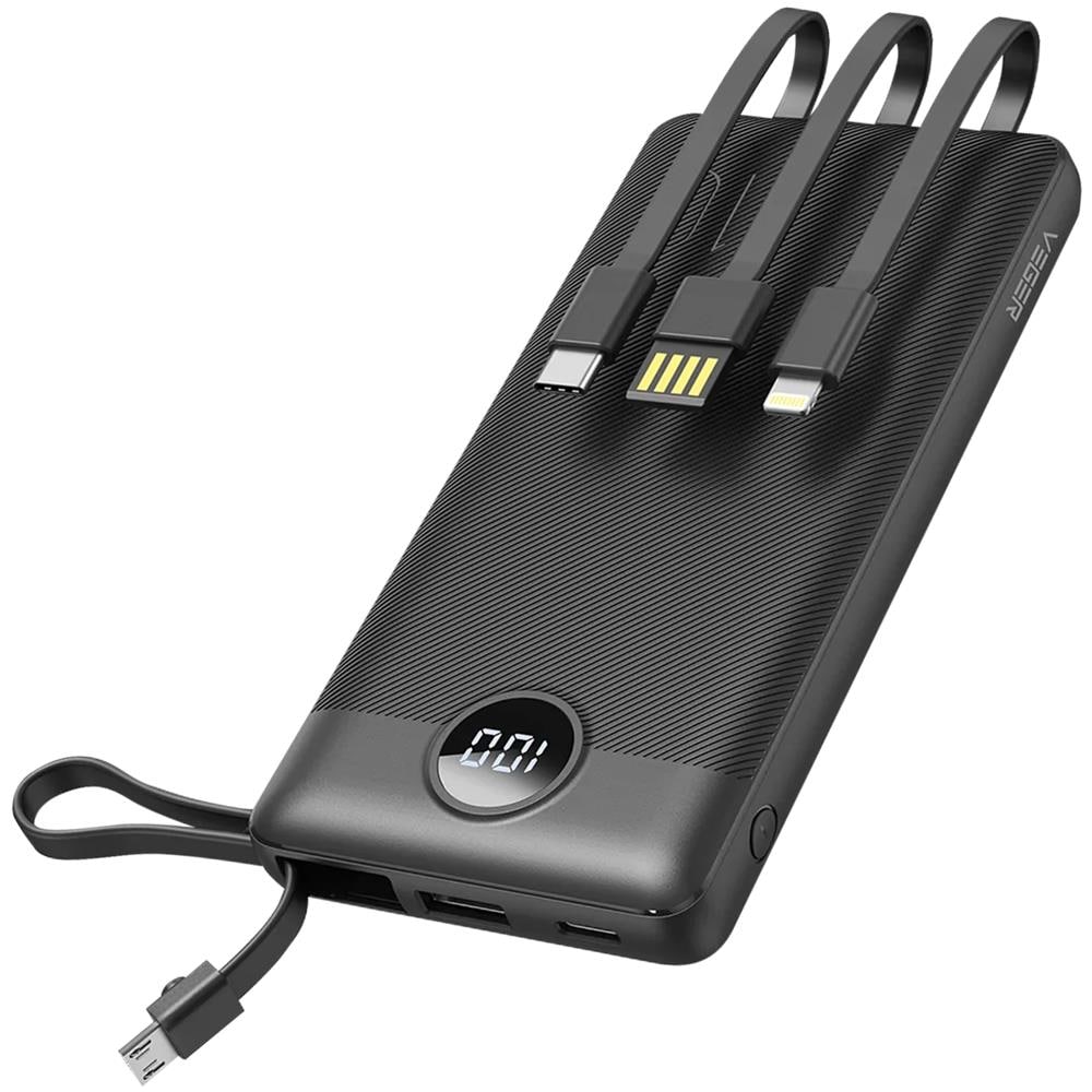 Batteria Esterna 10000mah Cavi Lightning, Usb-c E Micro Usb Nero - Foto 1