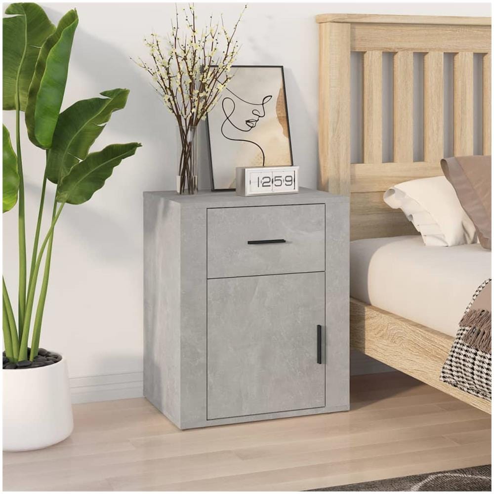 Comodino Grigio Cemento 50x36x60 Cm In Legno Multistrato - Foto 1