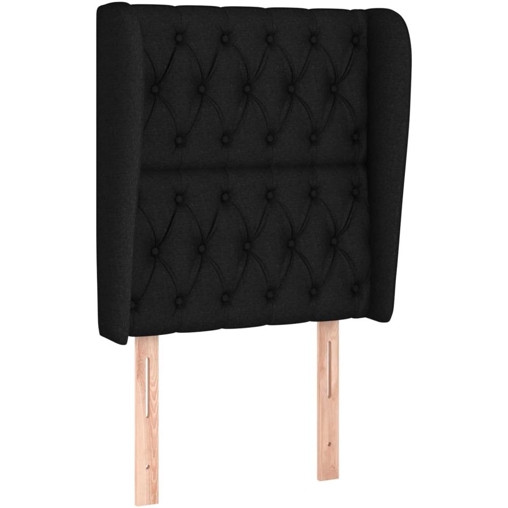 Testiera Ad Orecchio Nera 83x23x118/128 Cm In Tessuto - Foto 2