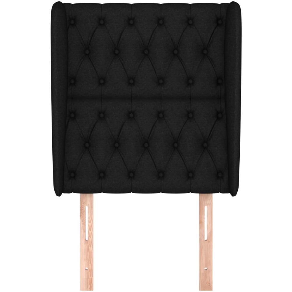 Testiera Ad Orecchio Nera 83x23x118/128 Cm In Tessuto - Foto 3