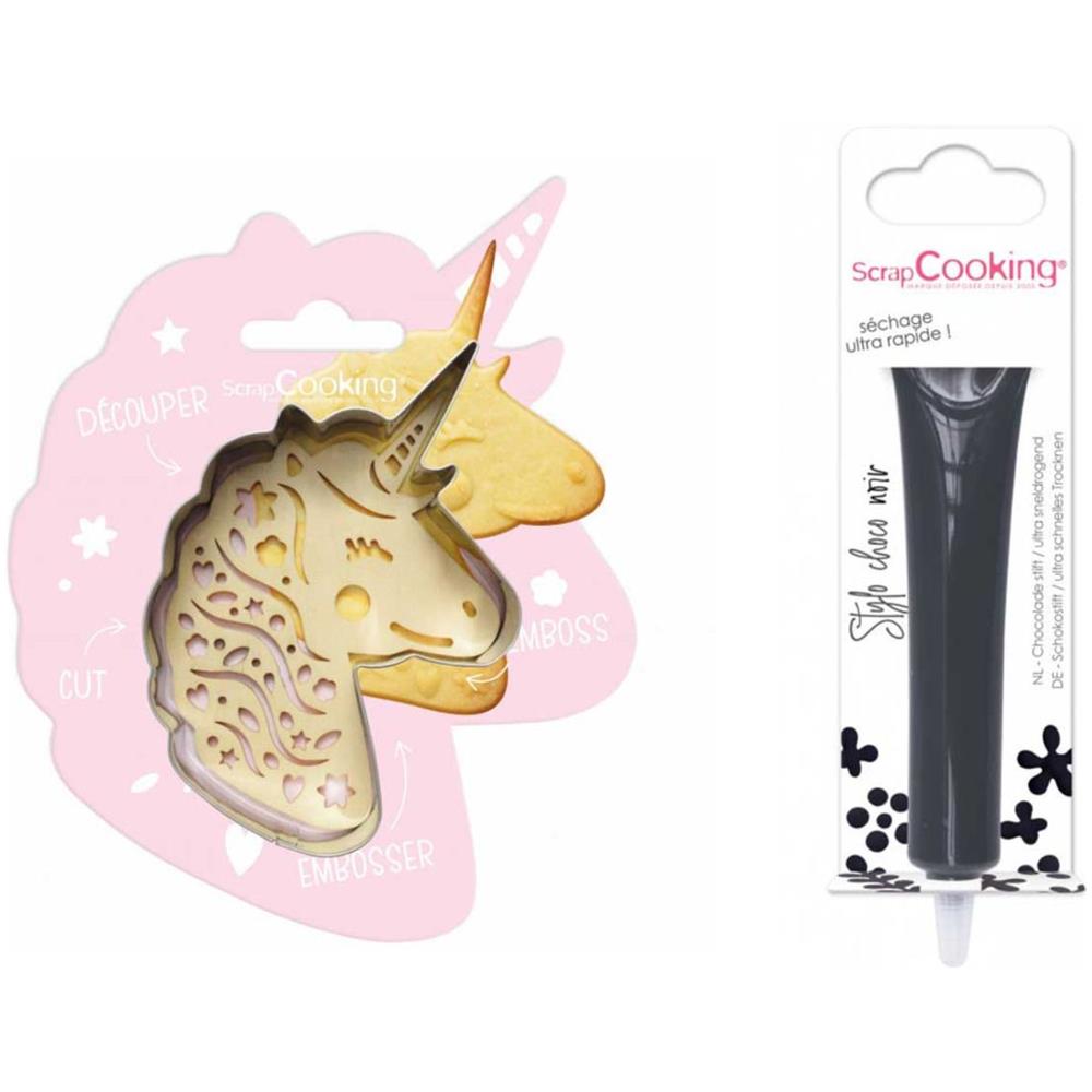 Kit Biscotti Unicorn Relief + Penna Al Cioccolato Fondente - Foto 1