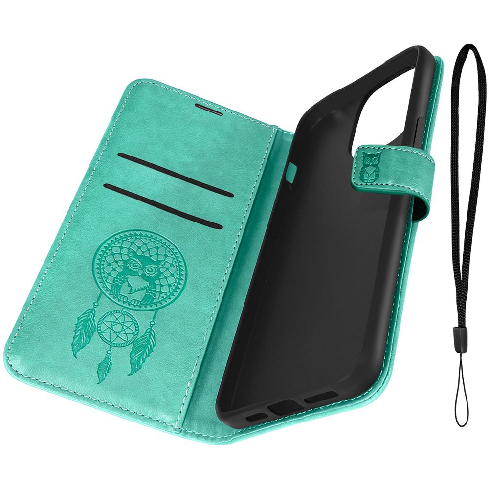 Custodia Portafoglio Per Iphone 14 Pro Max Mandala Acchiappasogni Verde - Foto 2