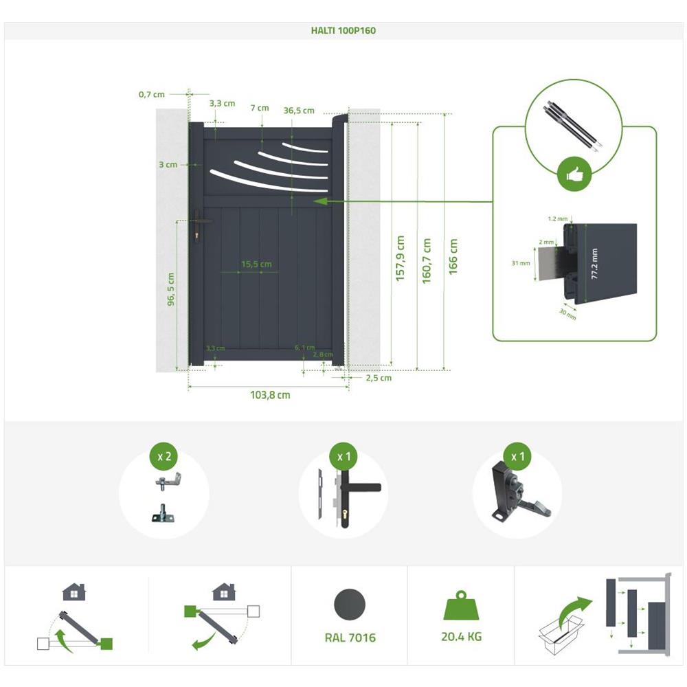 Cancello Pedonale In Alluminio 1m Halti 100p160 - Foto 7