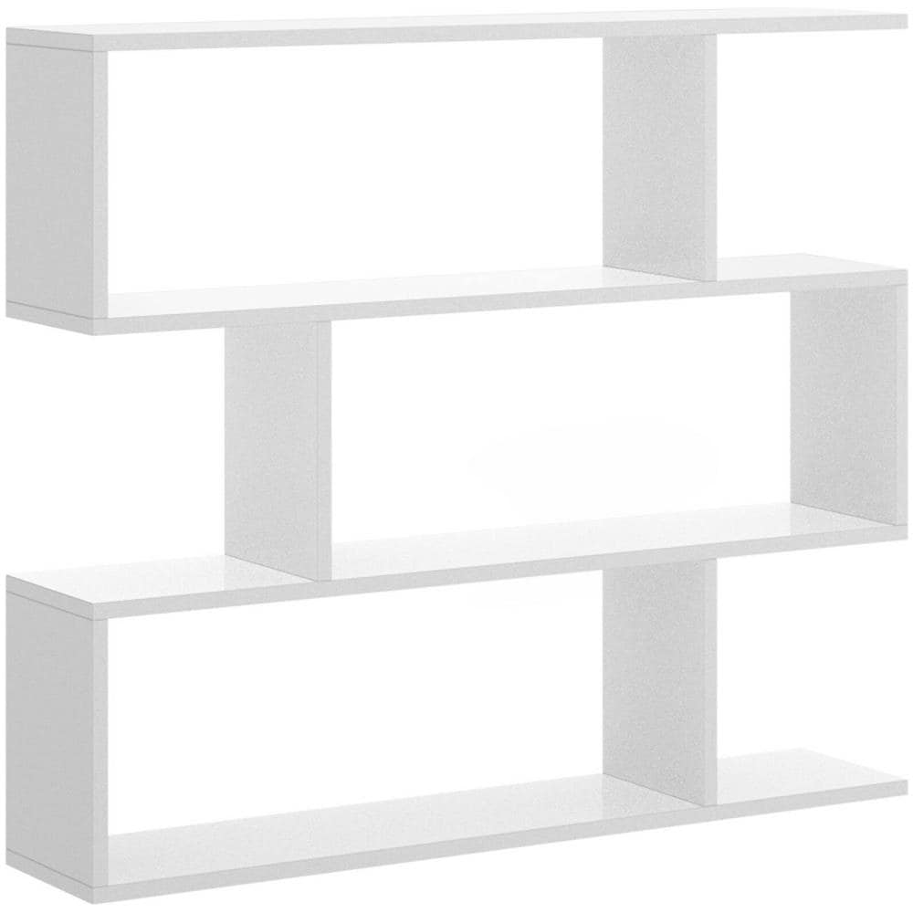 Libreria Misone, Scaffale Da Ufficio Multiuso, Mobile Biblioteca Portalibri A 3 Ripiani, 110x25h96 Cm, Bianco - Foto 2