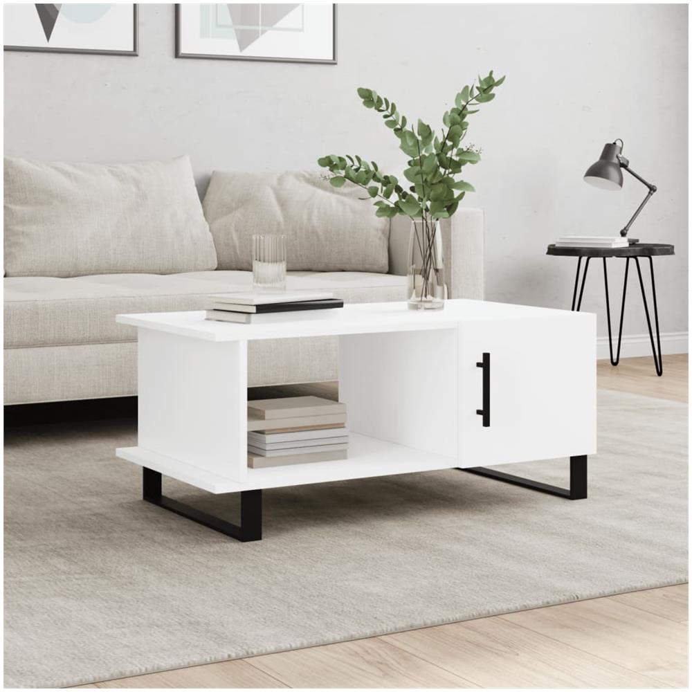 Tavolino Da Salotto Bianco 90x50x40 Cm In Legno Multistrato - Foto 1