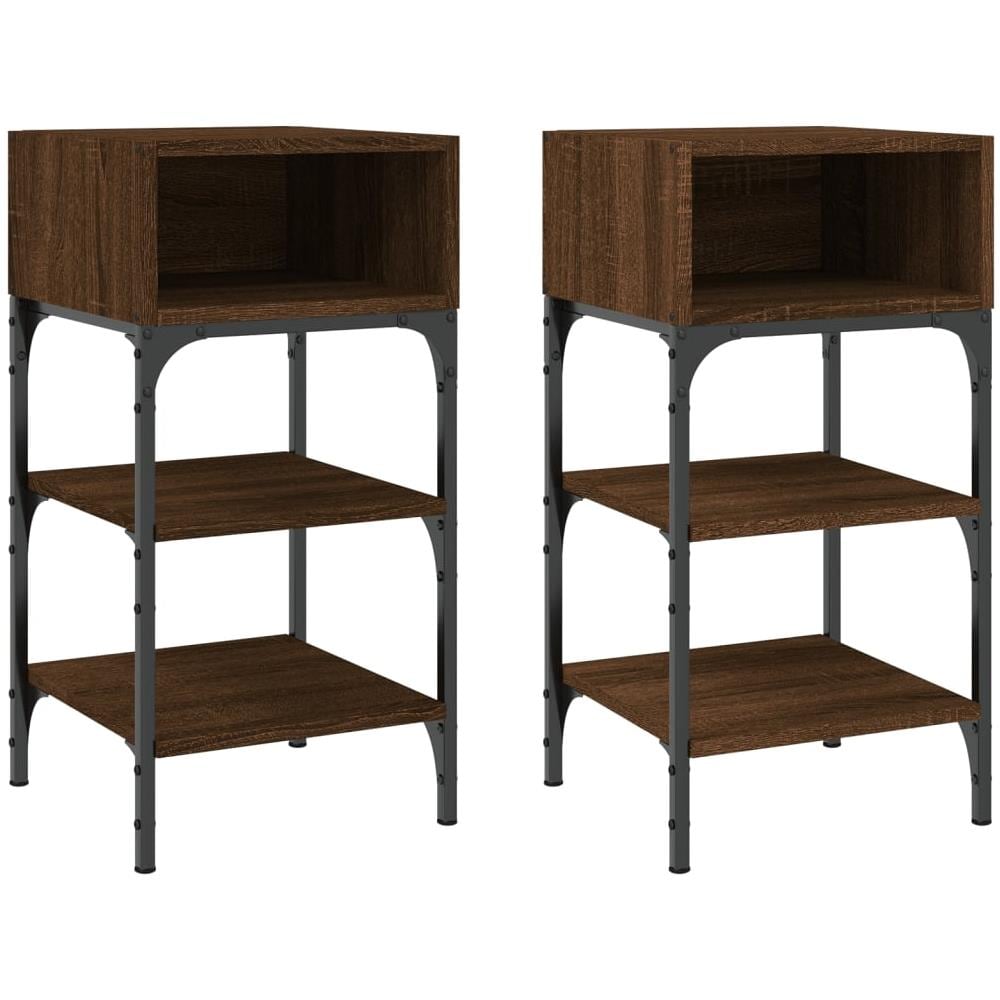 Comodini 2 Pz Rovere Marrone 35x34,5x70 Cm In Legno Multistrato - Foto 2