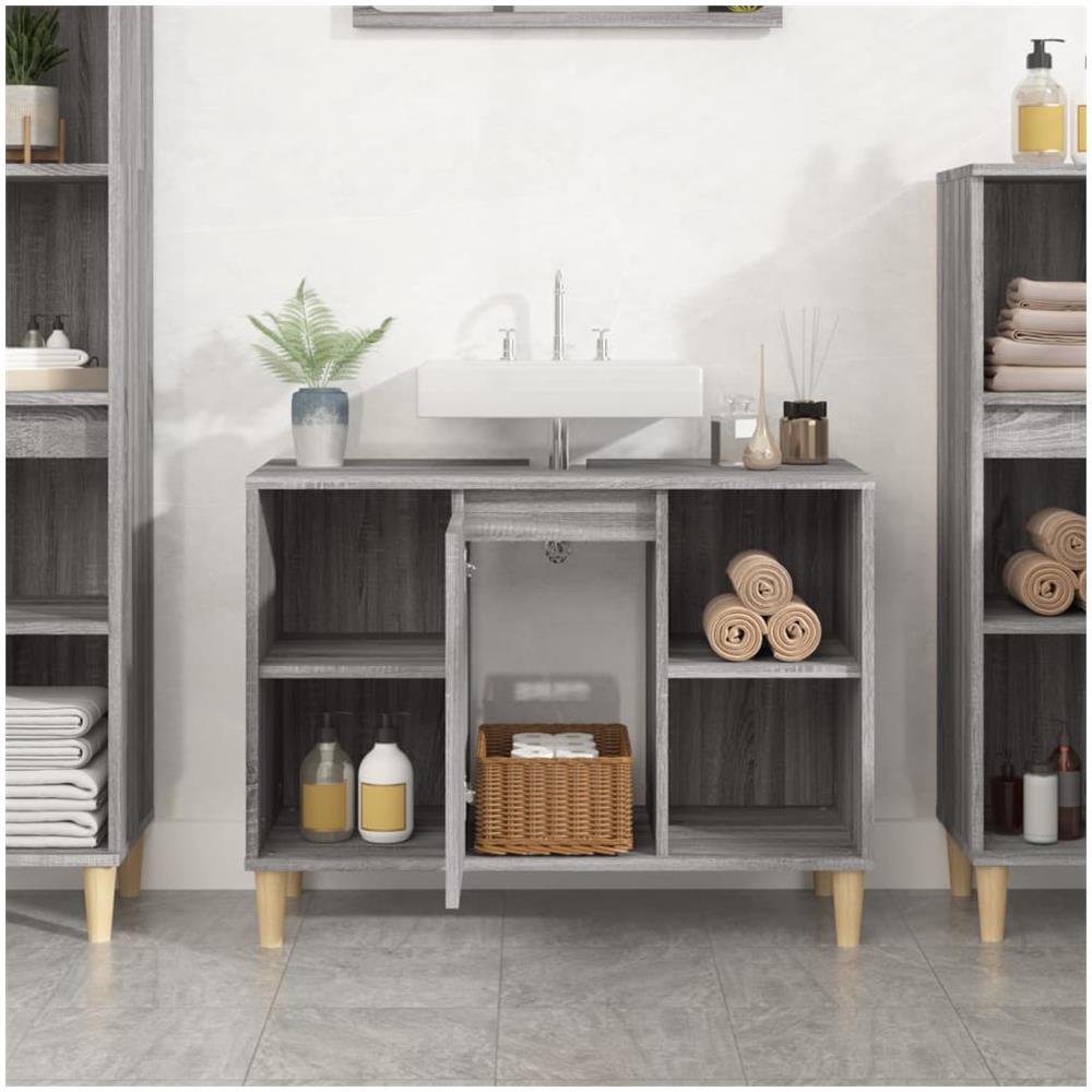 Mobile Lavabo Grigio Sonoma 80x33x60 Cm In Legno Multistrato - Foto 3