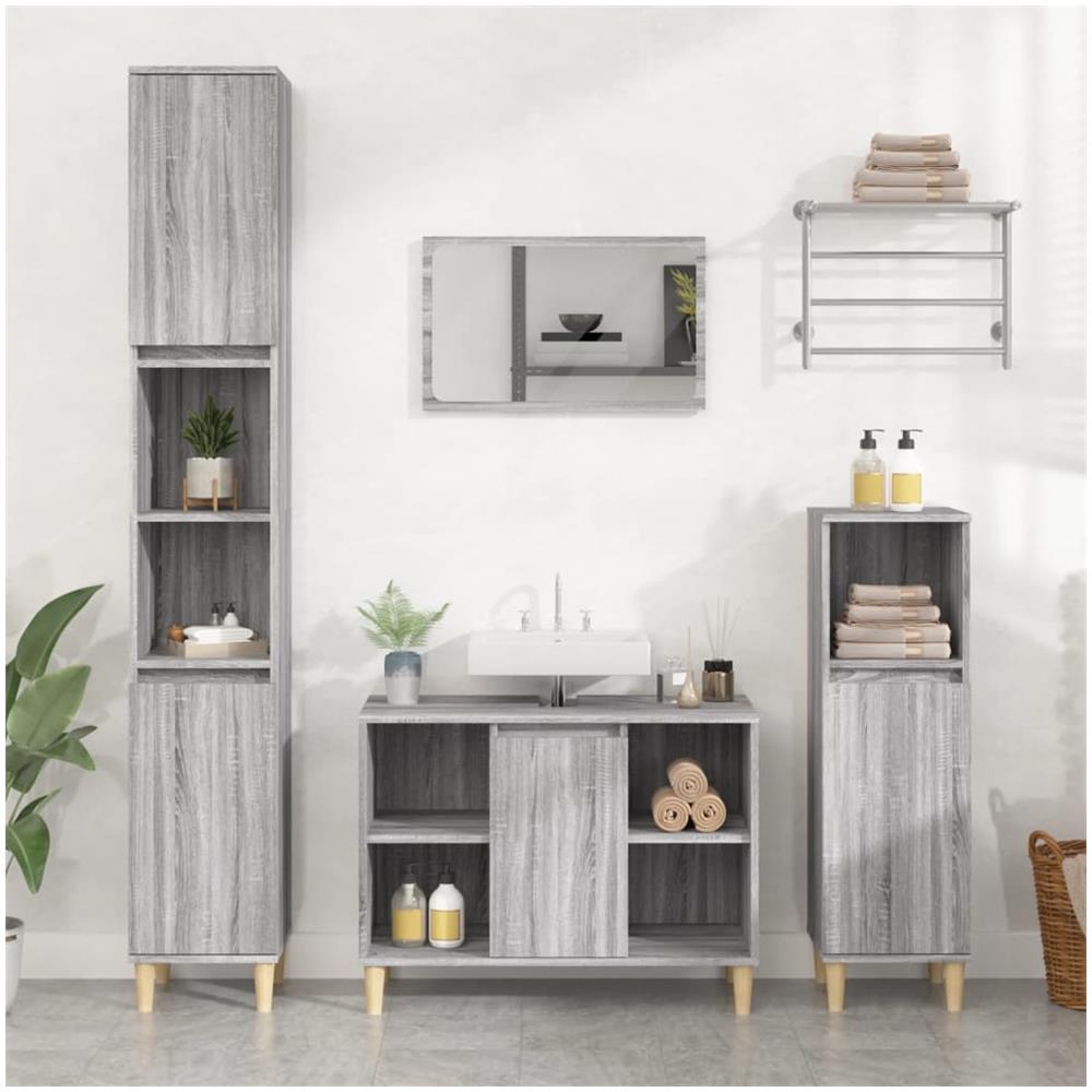 Mobile Lavabo Grigio Sonoma 80x33x60 Cm In Legno Multistrato - Foto 1
