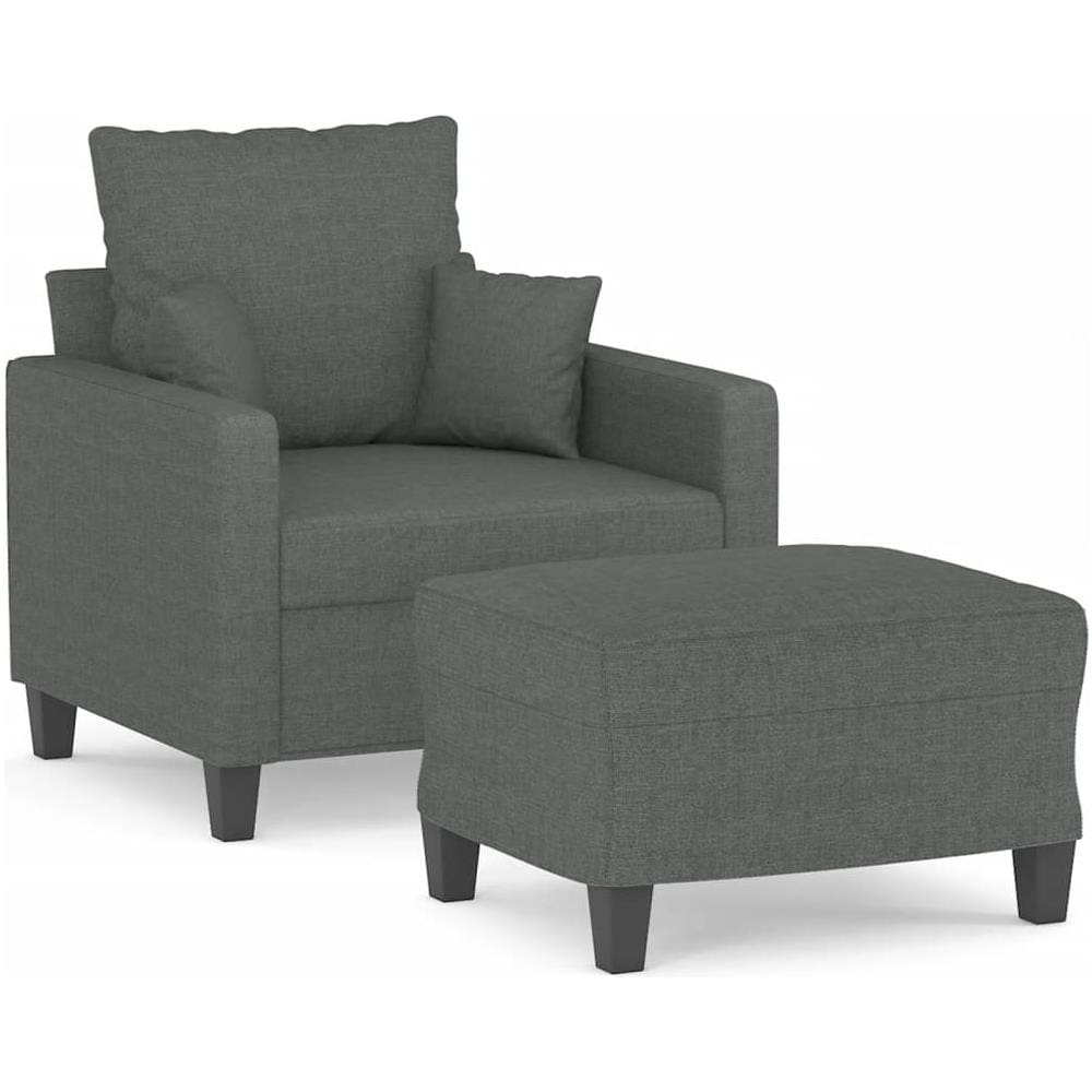 Poltrona Con Poggiapiedi Grigio Scuro 60 Cm In Tessuto - Foto 2