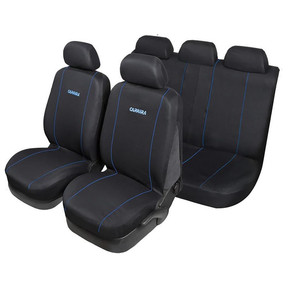 Set Completo Coprisedili Gt Turbo Universale Con 5 Poggiatesta Nero-blu - Foto 1