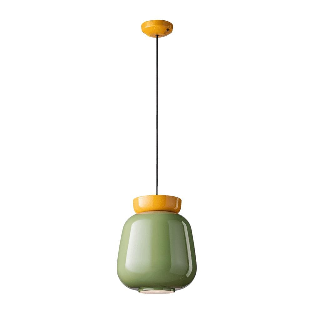 Sospensione Vintage Piccola Decò Corcovado Ceramica-vetro Verde-giallo E27 - Foto 1