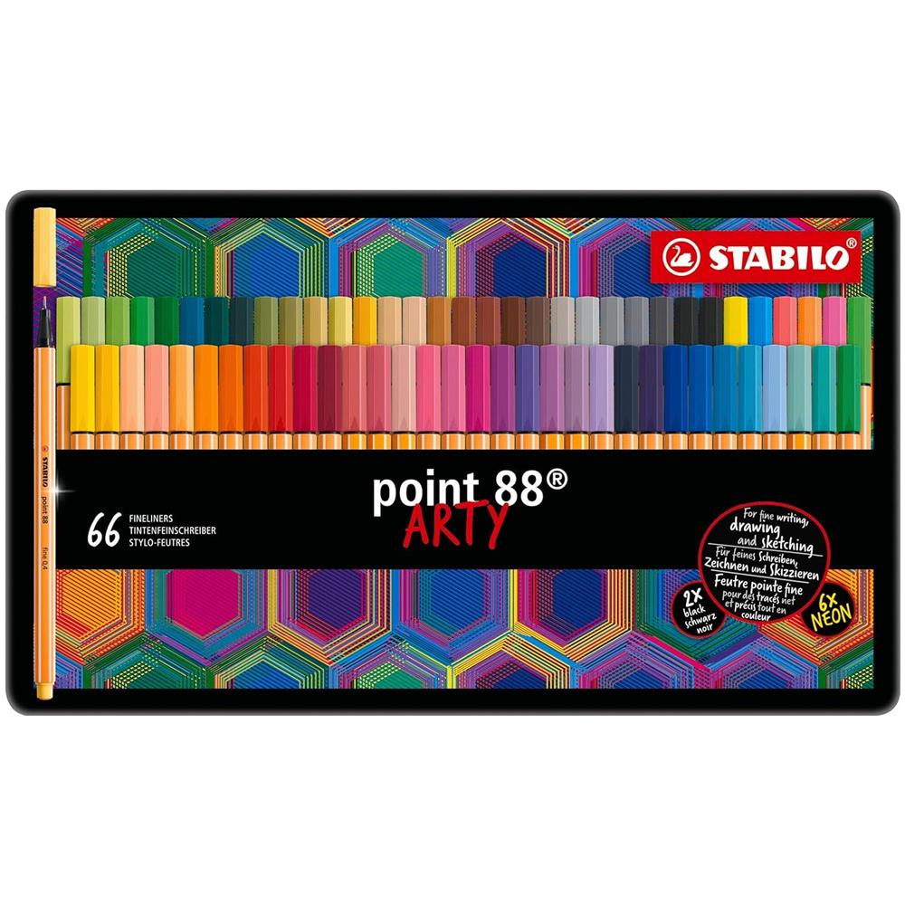 point 88 - Fineliner - ARTY - Scatola in metallo da 66 - con 65 Colori assortiti - Foto 2