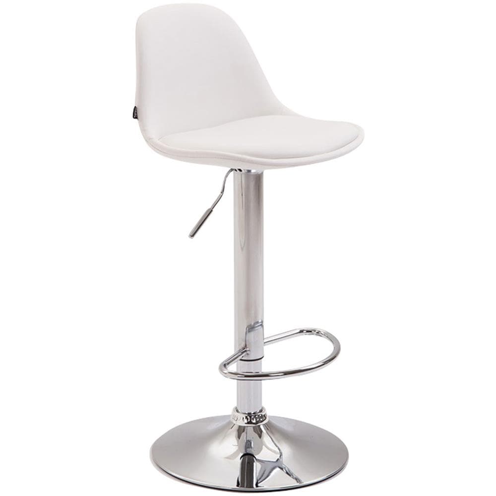 Sgabello Design Kiel in Similpelle - Sgabello da Cucina Girevole e con Altezza Regolabile I Sgabello da Bar Imbottito e con Poggiapiedi Bianco Cromato - Foto 1