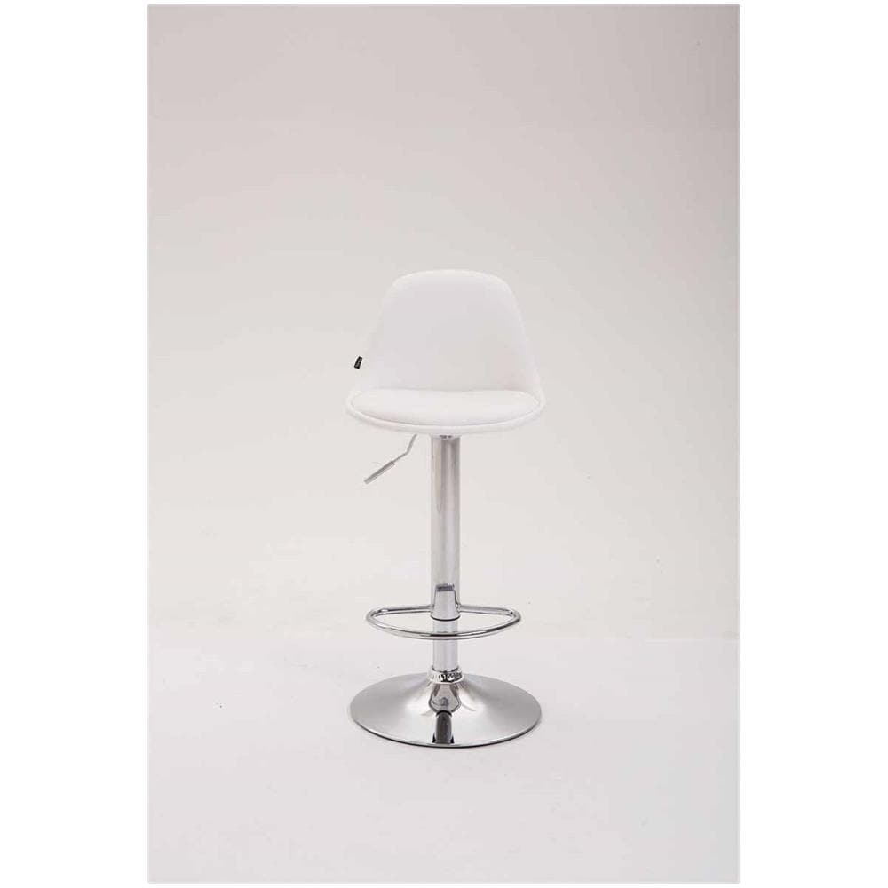 Sgabello Design Kiel in Similpelle - Sgabello da Cucina Girevole e con Altezza Regolabile I Sgabello da Bar Imbottito e con Poggiapiedi Bianco Cromato - Foto 2