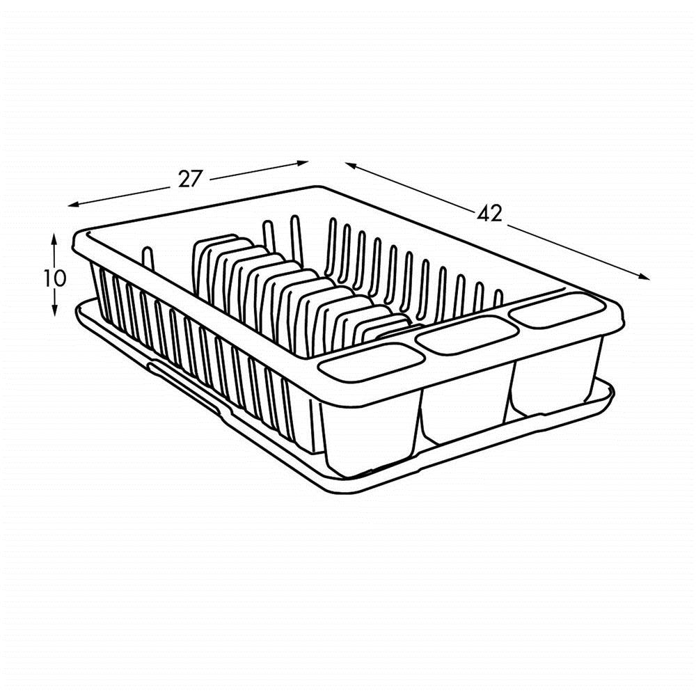 1127001 - Scolapiatti Con Vassoio, Plastica, Bianco, 27 X 42 X 10 Cm - Foto 2