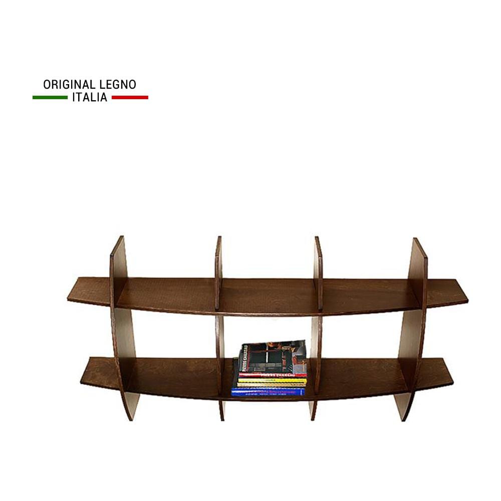 Libreria In Legno Da Parete Mobile Scaffale Libri Mod. Ambra Noce L150 X P30 X 75h - Foto 1