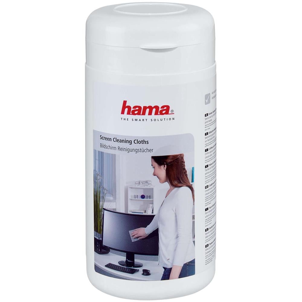 Hama Confezione 100 Salviette Umidificate Per Pulizia Schermi Tft/lcd (hama Moist Screen Cleaning Cloths, Fleece, X100 In Dispenser Tub) - Foto 1