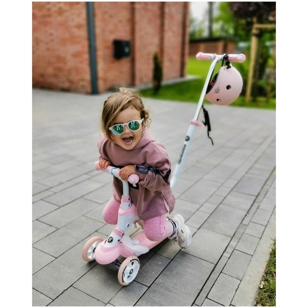 Monopattino Per Bambini, Da 1 A 5 Anni, Evolutivo, Modulabile, 5 In 1, Con Pulsante Regolabile, Poggiapiedi, Sedia, Manubrio Regolabile, Colore: Rosa - Foto 2