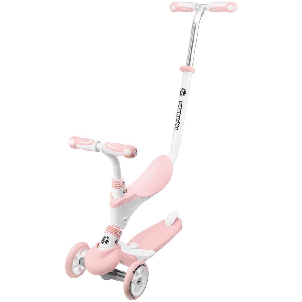 Monopattino Per Bambini, Da 1 A 5 Anni, Evolutivo, Modulabile, 5 In 1, Con Pulsante Regolabile, Poggiapiedi, Sedia, Manubrio Regolabile, Colore: Rosa - Foto 1