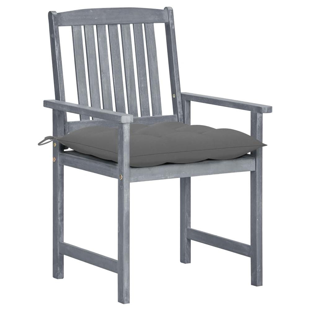 Sedie da Giardino con Cuscini 8 pz in Massello di Acacia Grigie - Foto 3