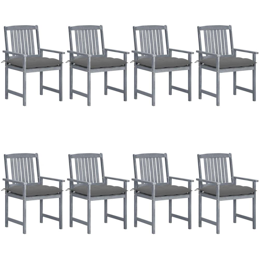 Sedie da Giardino con Cuscini 8 pz in Massello di Acacia Grigie - Foto 1