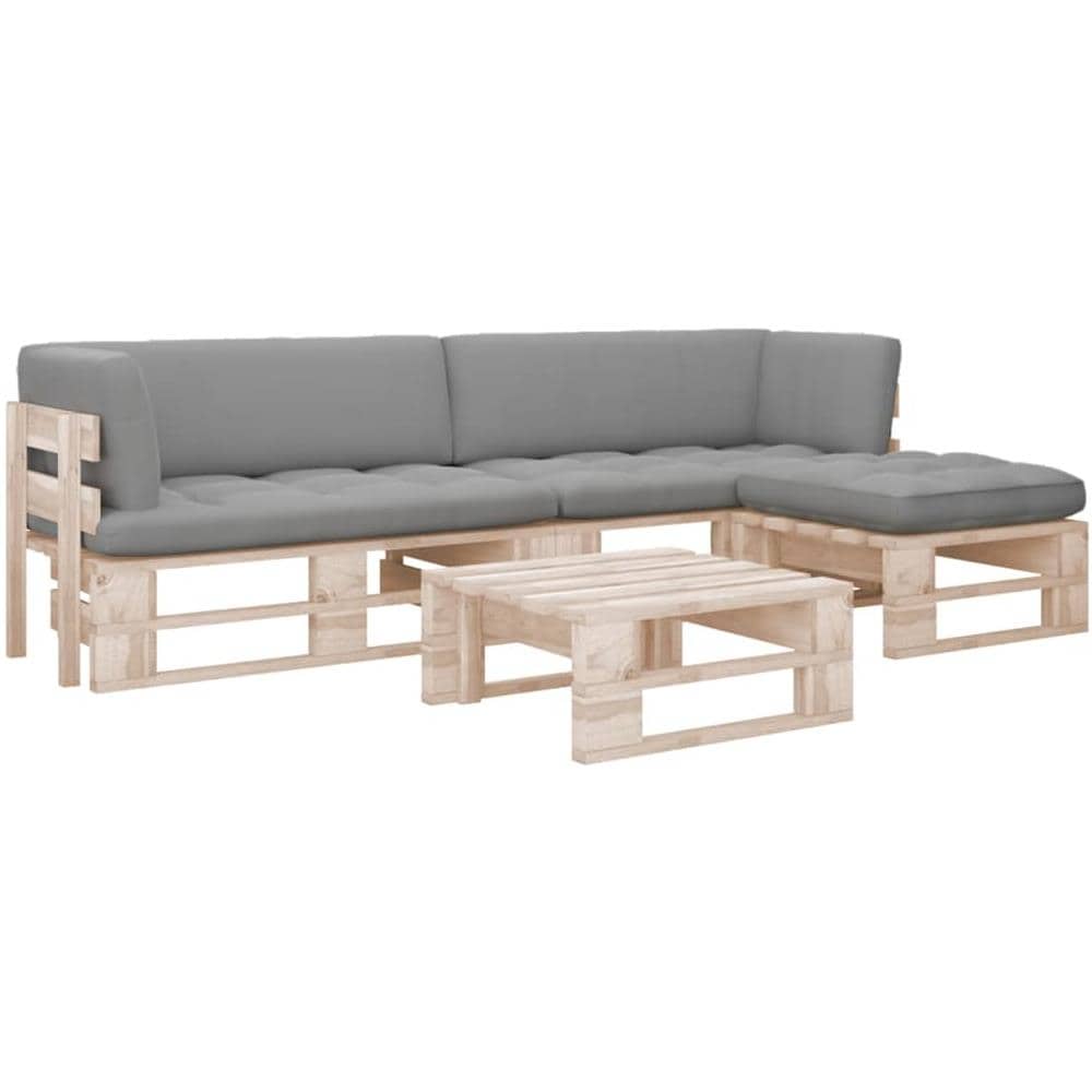 Set Divani a Pallet e Cuscini 4 pz in Legno di Pino Impregnato - Foto 1