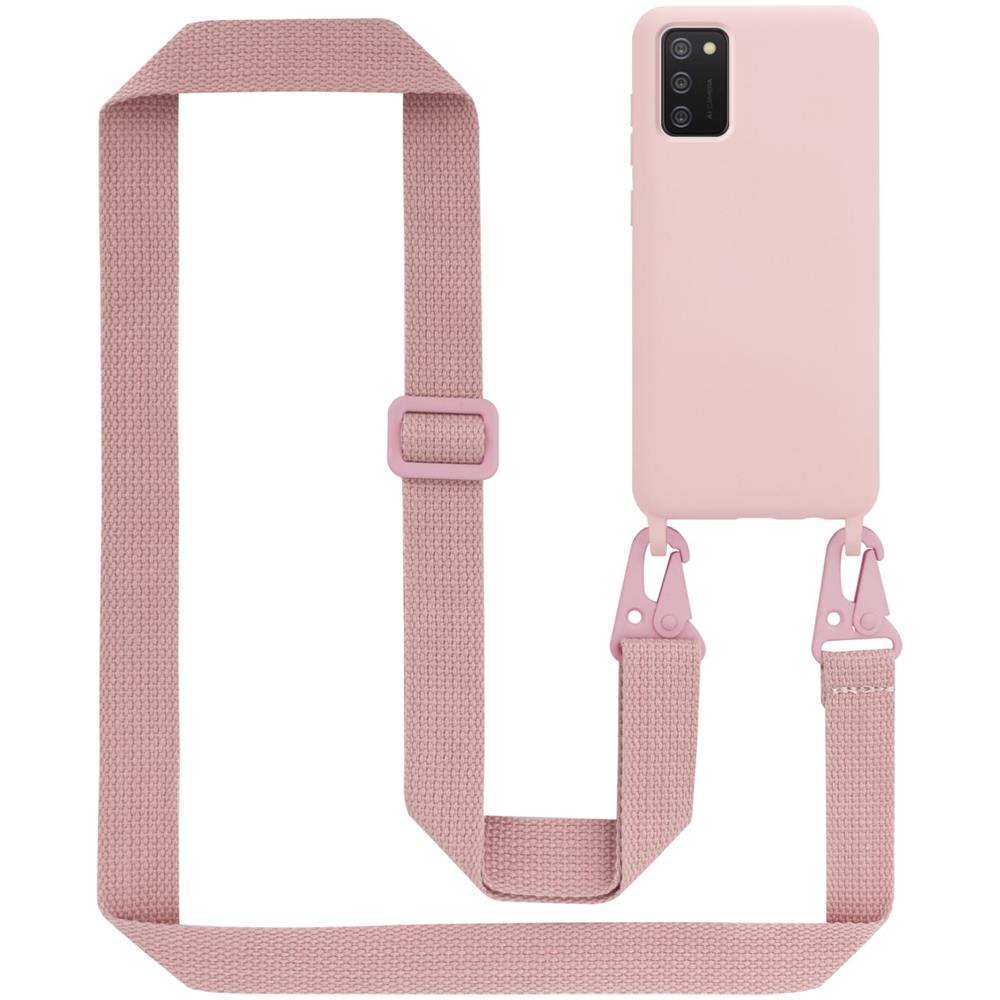 Catena Di Telefoni Cellulari Compatibile Con Samsung Galaxy A02s In Liquid Rosa - Coperchio Di Protezione In Silicone Con Cordino Regolabile In Lunghezza - Foto 1