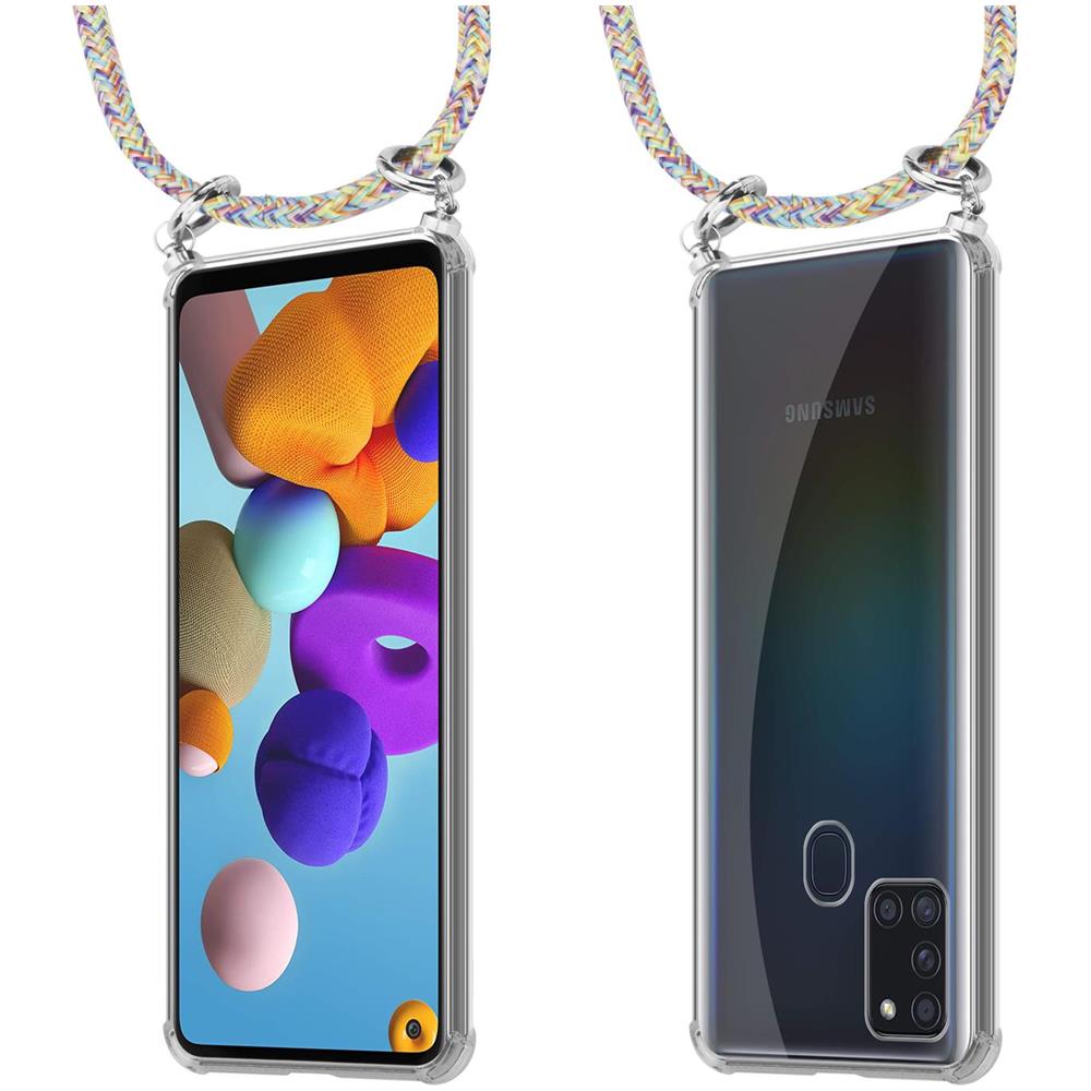 Catena Di Telefoni Cellulari Compatibile Con Samsung Galaxy A21s In Rainbow - Coperchio Protettivo In Silicone Con Anelli D'argento, Cinturino In Corda E Custodia Staccabile - Foto 8