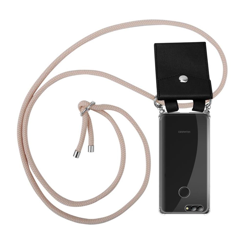Catena Di Telefoni Cellulari Compatibile Con Huawei Nova 2 In Or Rosato A Perla - Coperchio Protettivo In Silicone Con Anelli D'argento, Cinturino In Corda E Custodia Staccabile - Foto 1