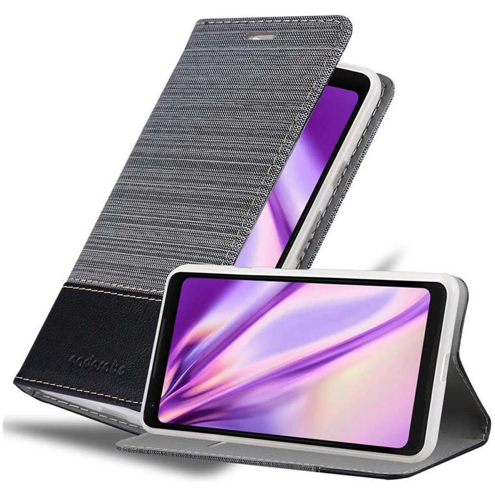 Custodia Compatibile Con Google Pixel 2 Xl In Grigio Nero - Coperchio Protettiva Con Chiusura Magnetica, Funzione Stand E Tasca Per Le Carte - Foto 1