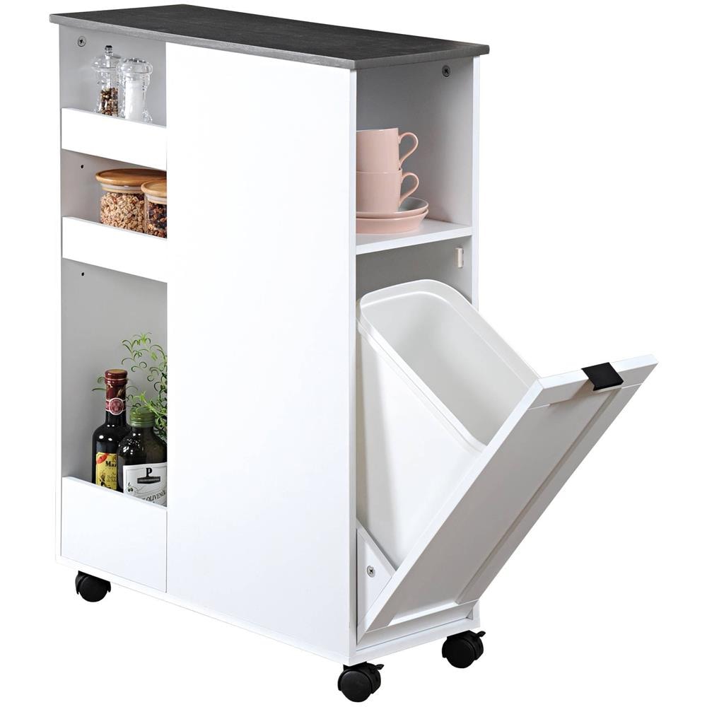 Carrello Da Cucina Con Bidone Della Spazzatura, Bianco, Kesper - Foto 1