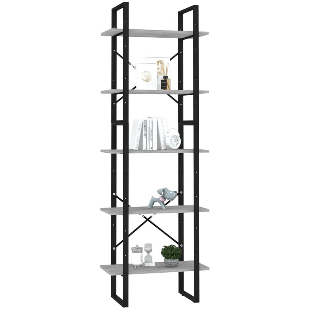 Libreria a 5 Ripiani Grigio Cemento 60x30x175 cm in Multistrato - Foto 6