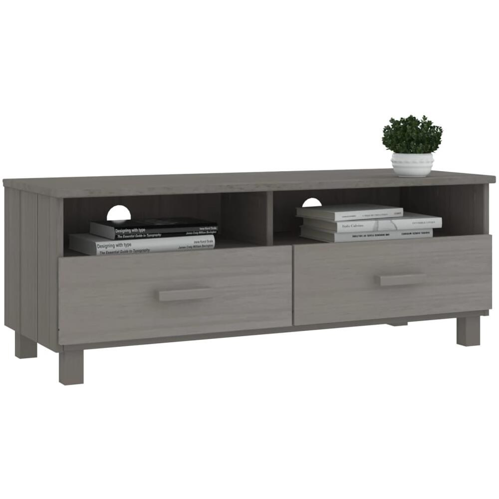 Mobile Porta Tv Grigio Chiaro 106x40x40 Cm In Massello Di Pino - Foto 2