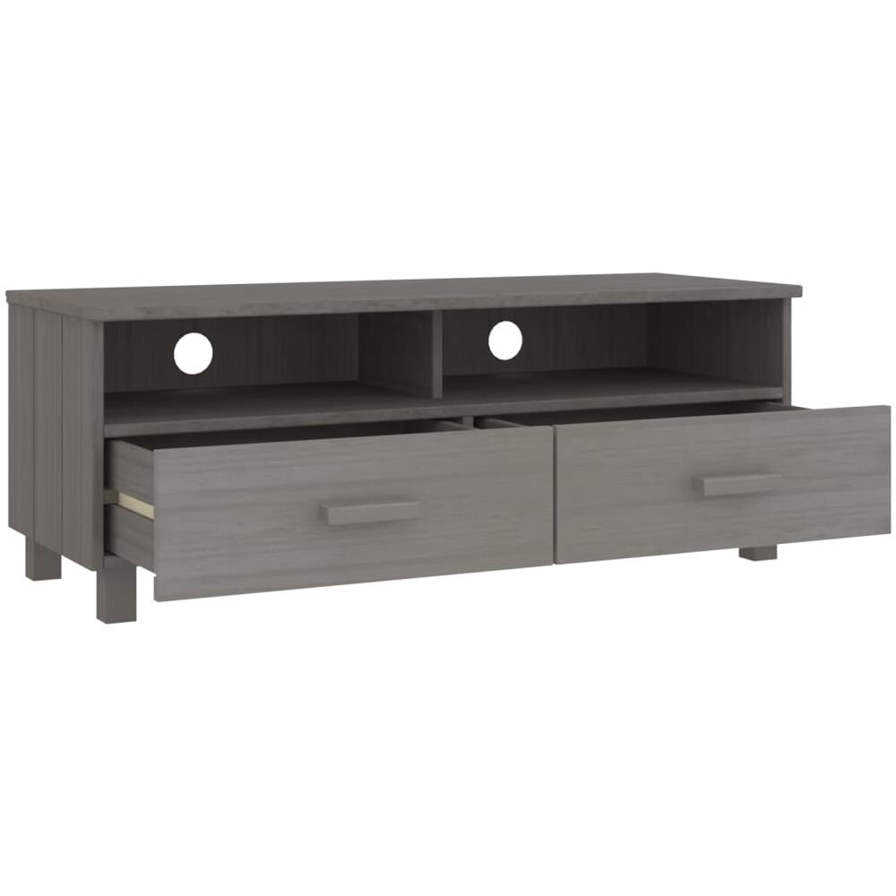 Mobile Porta Tv Grigio Chiaro 106x40x40 Cm In Massello Di Pino - Foto 7