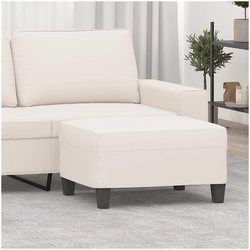 Poggiapiedi Beige 70x55x41 Cm In Tessuto Microfibra - Foto 1