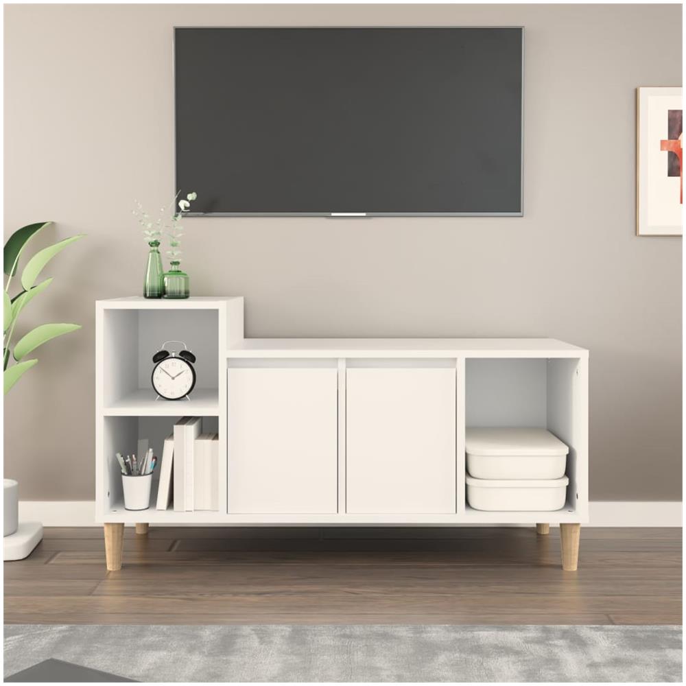 Mobile Porta Tv Bianco 100x35x55 Cm In Legno Multistrato - Foto 1