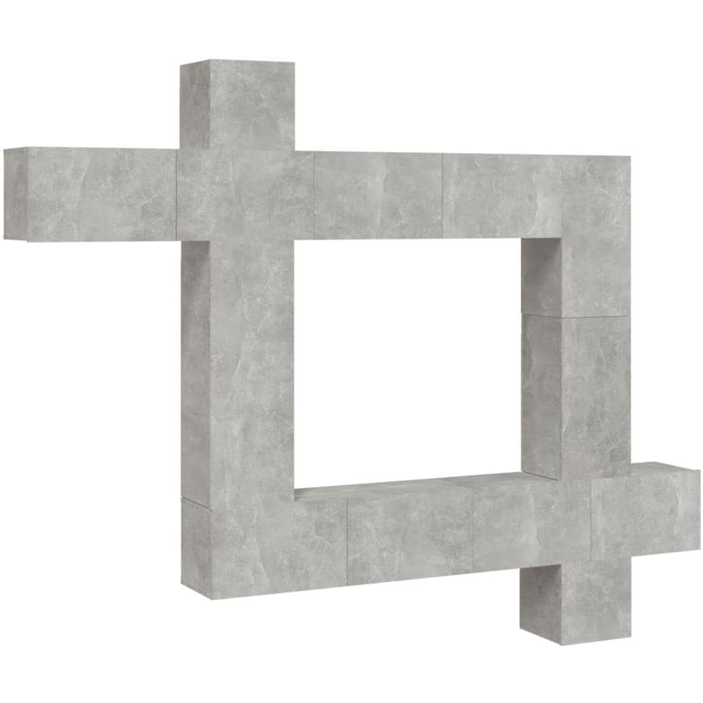 Set Di Mobili Porta Tv 9 Pz Grigio Cemento In Legno Multistrato - Foto 1
