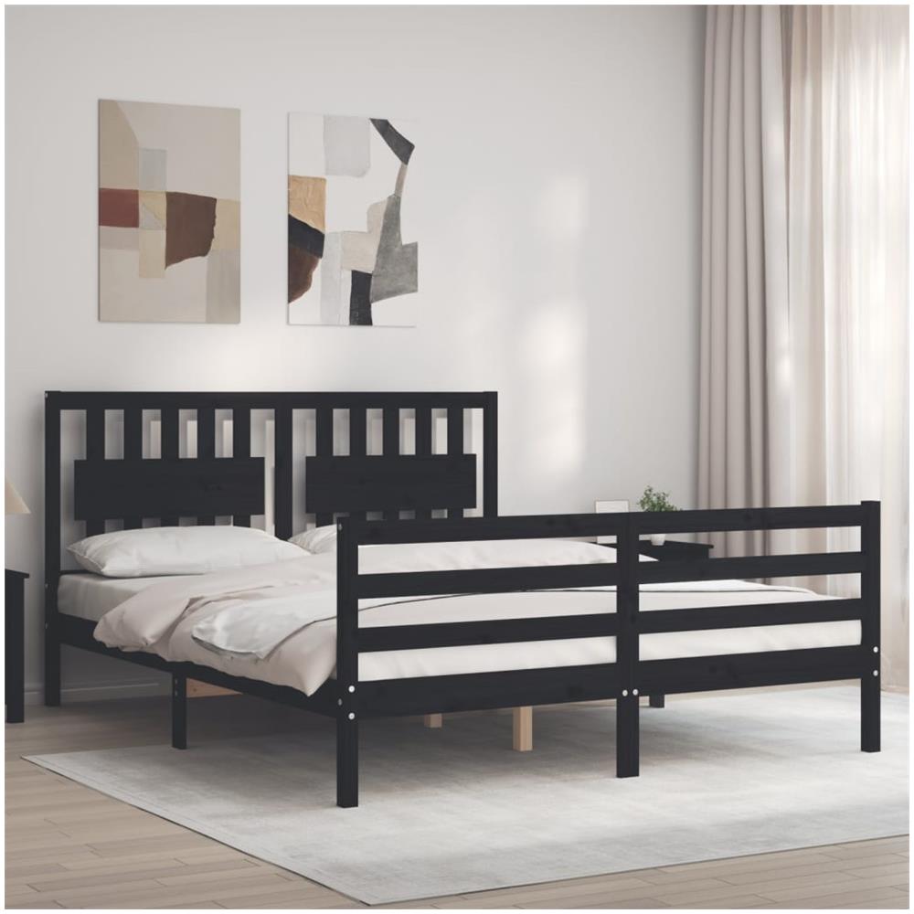 Giroletto In Metallo VidaXL 160x200 Cm - Letto Doppio Nero Con Rete A Doghe
