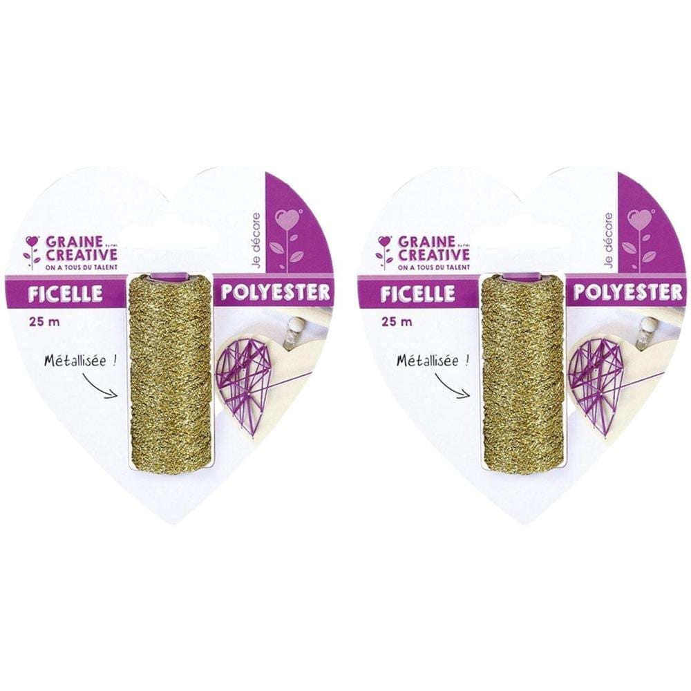 2 Bobine Di Spago Metallico Dorato 25 M - Foto 1