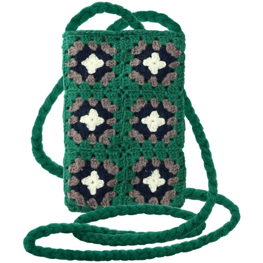 Pochette Tracolla Per Smartphone Quadrati All'uncinetto Serie Squareweave Verde - Foto 1