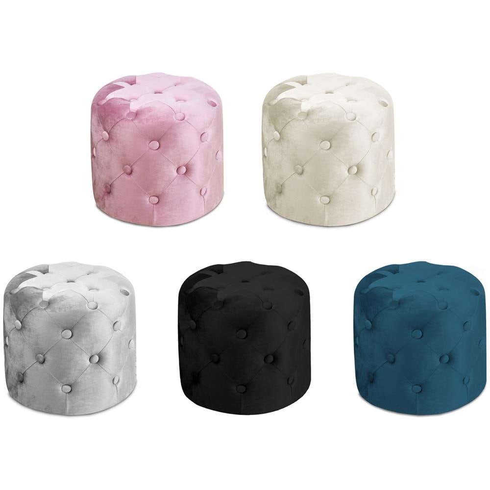 Pouf Salotto Camera Con Bottoni Imbottito Modello Velvet Parigi In Tinta Unita Pouf Petrolio - Foto 2