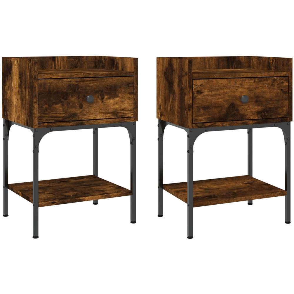 Comodini 2 Pz Rovere Fumo 40,5x31x60 Cm In Legno Multistrato - Foto 2