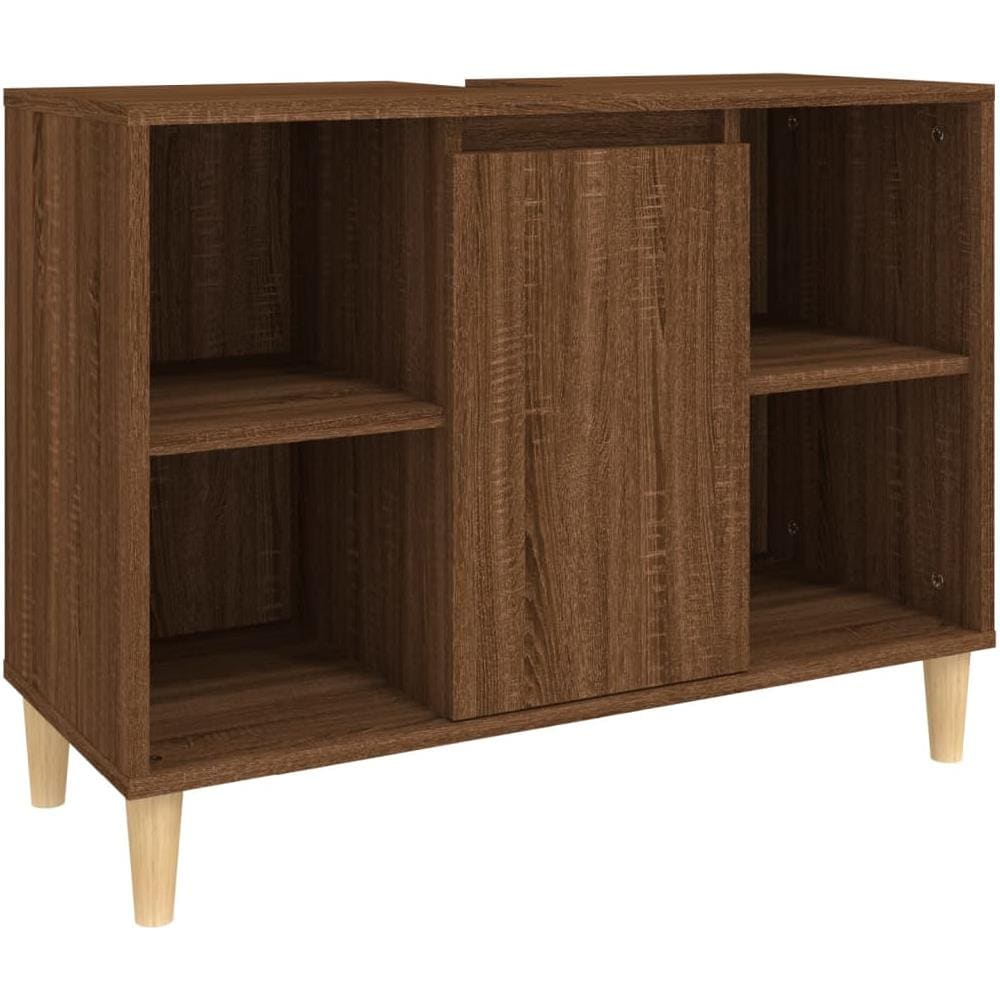 Mobile Lavabo Rovere Marrone 80x33x60 Cm In Legno Multistrato - Foto 2