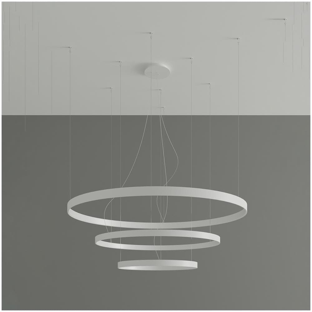 Sollux Lighting Lampadario Rio 3 55/78/110 Bianco Led 3000k Th. 215 - Moderno Lampadario Bianco 150x110x110 Cm - Foto 2