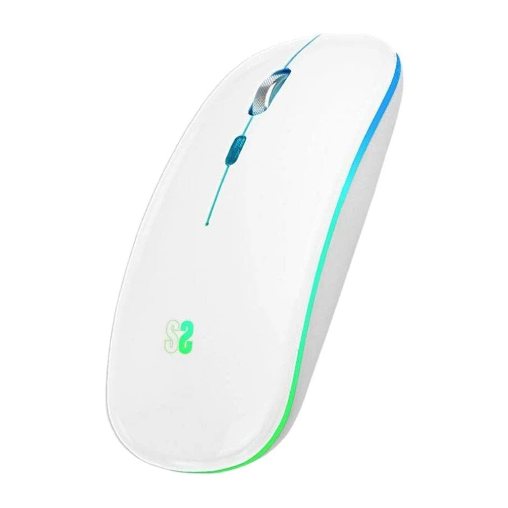 Mouse Bluetooth Wireless Ratón Inalámbrico Bluetooth + Rf Rgb Led Dual Flat Mouse White - Foto 1
