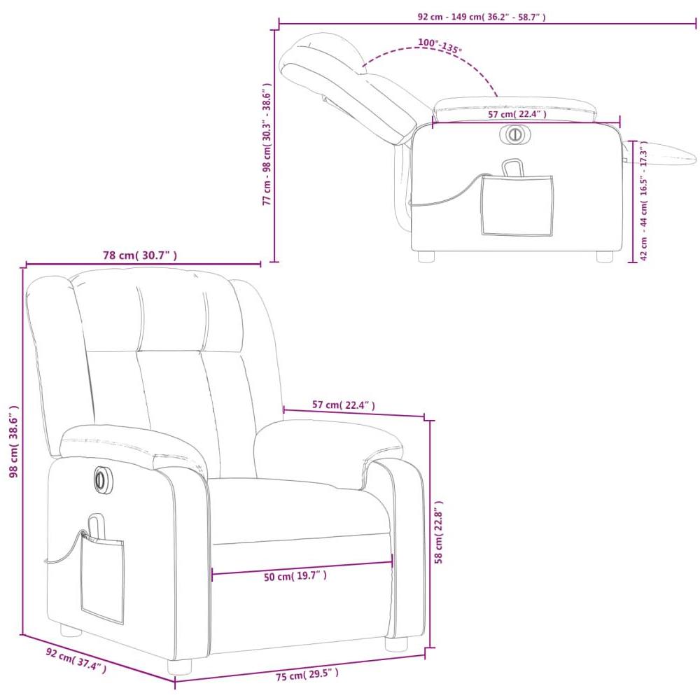 Poltrona Reclinabile Massaggio Elettrica Grigio Scuro Tessuto - Foto 10