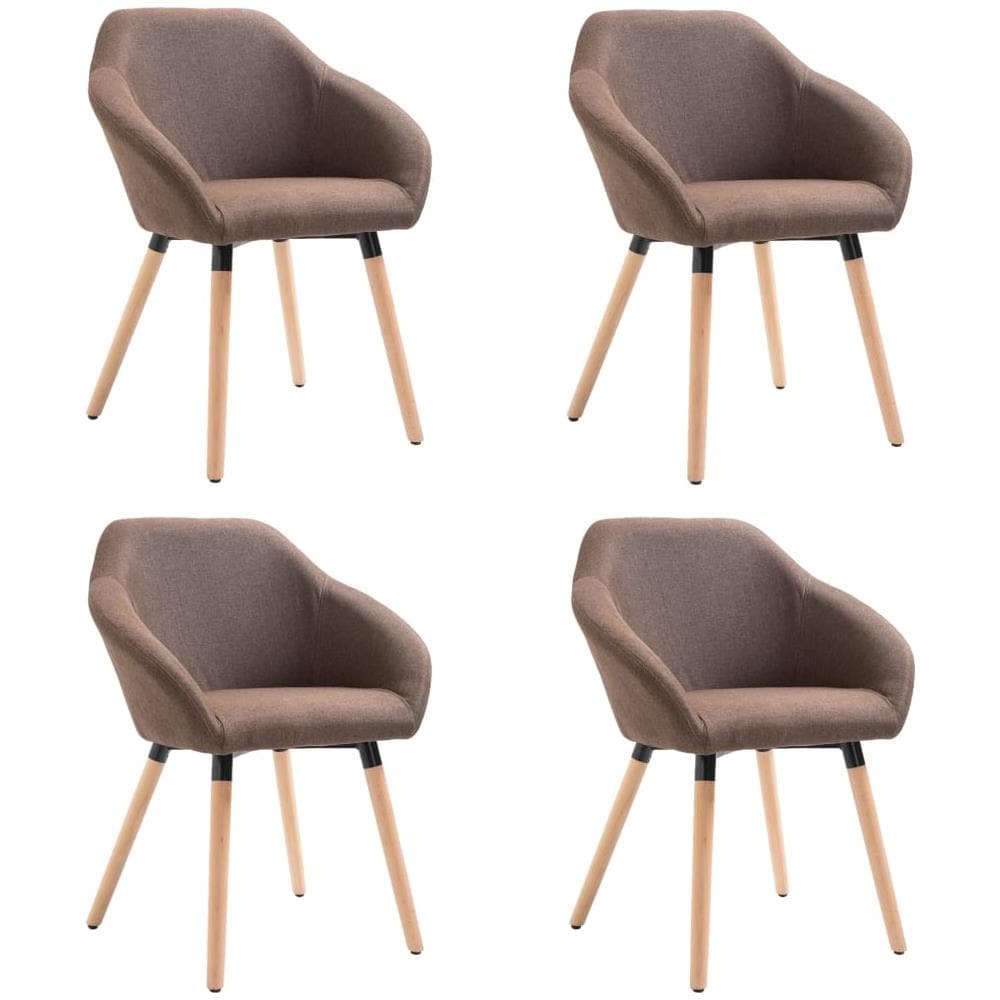 Sedie Da Pranzo 4 Pz Marroni In Tessuto - Foto 2