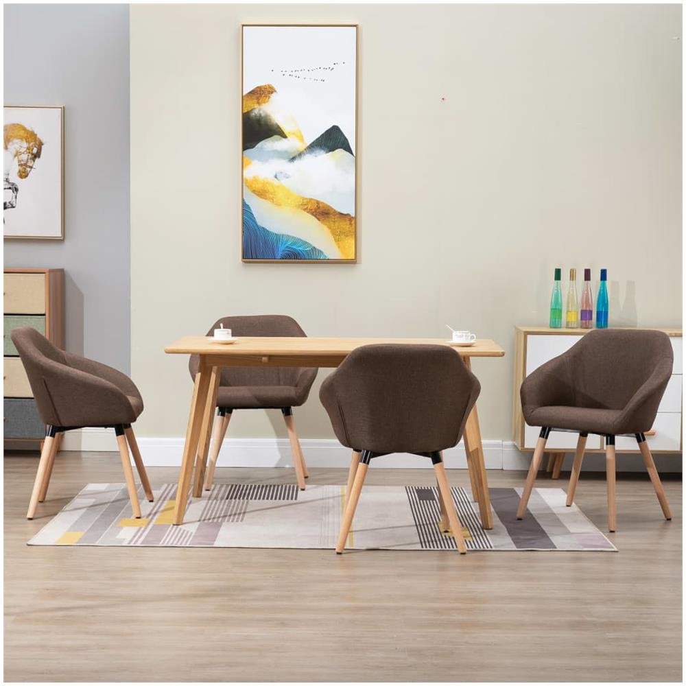 Sedie Da Pranzo 4 Pz Marroni In Tessuto - Foto 1