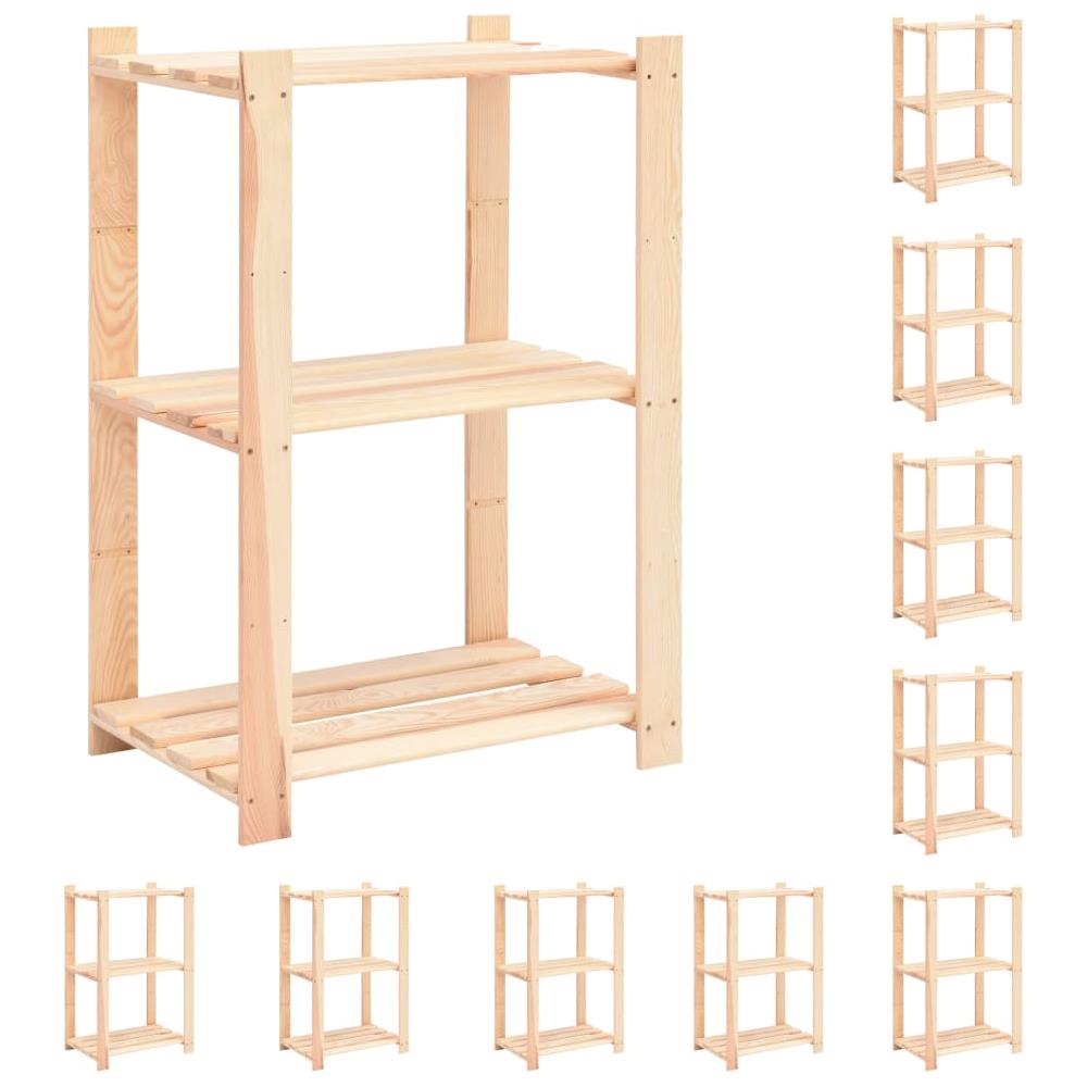 Scaffali A 3 Livelli 10 Pz 60x38x90 Cm Massello Pino Fsc 150 Kg - Foto 1