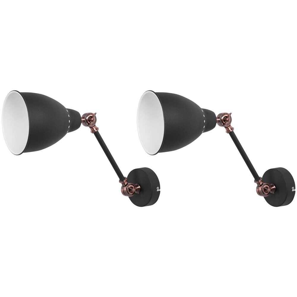 Set Di 2 Lampade Da Parete Nero / Rame Mississippi M - Foto 1